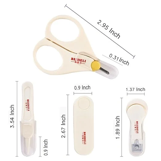 Grooming & Nail Care Kit White Safe Nail Clipper| Scissors| Filer & Tweezers for Newborns & Toddlers image 3