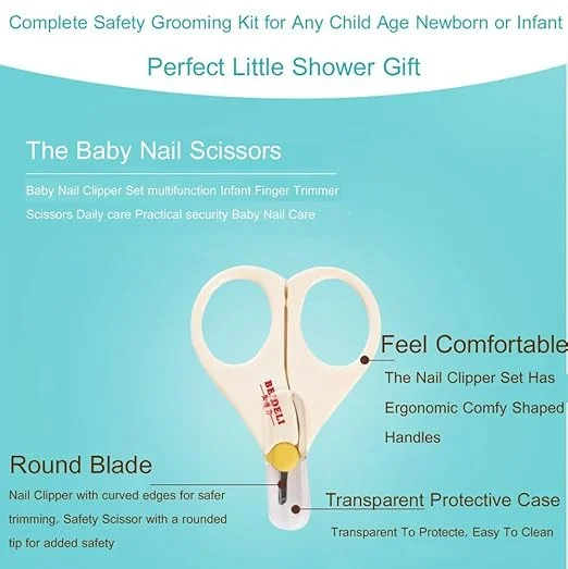 Grooming & Nail Care Kit White Safe Nail Clipper| Scissors| Filer & Tweezers for Newborns & Toddlers image 4