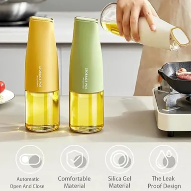 Automatic Oil Dispenser Bottle 500ml |Glass Olive Oil Pot with Auto-Flip Lid Leakproof Pourer for Cooking Oil, Vinegar, Soy Sauce, BBQ & Frying – Easy Pour Kitchen thumbnail 2