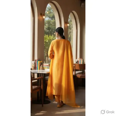 Elegant Yellow Silk Kurta Set With Matching Dupatta for Women Premium Festive Ethnic Wear Traditional Indian Suit Set Wedding Party Occasion thumbnail 1