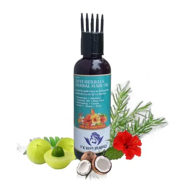 Devi Herbals Hair Oil For Men & Women | Promotes Hair Growth & Reduces Hair Fall | With Rosemary, Castor, Amla, Coconut and Bhringraj Oil | Mineral Oil Free |  thumbnail 0