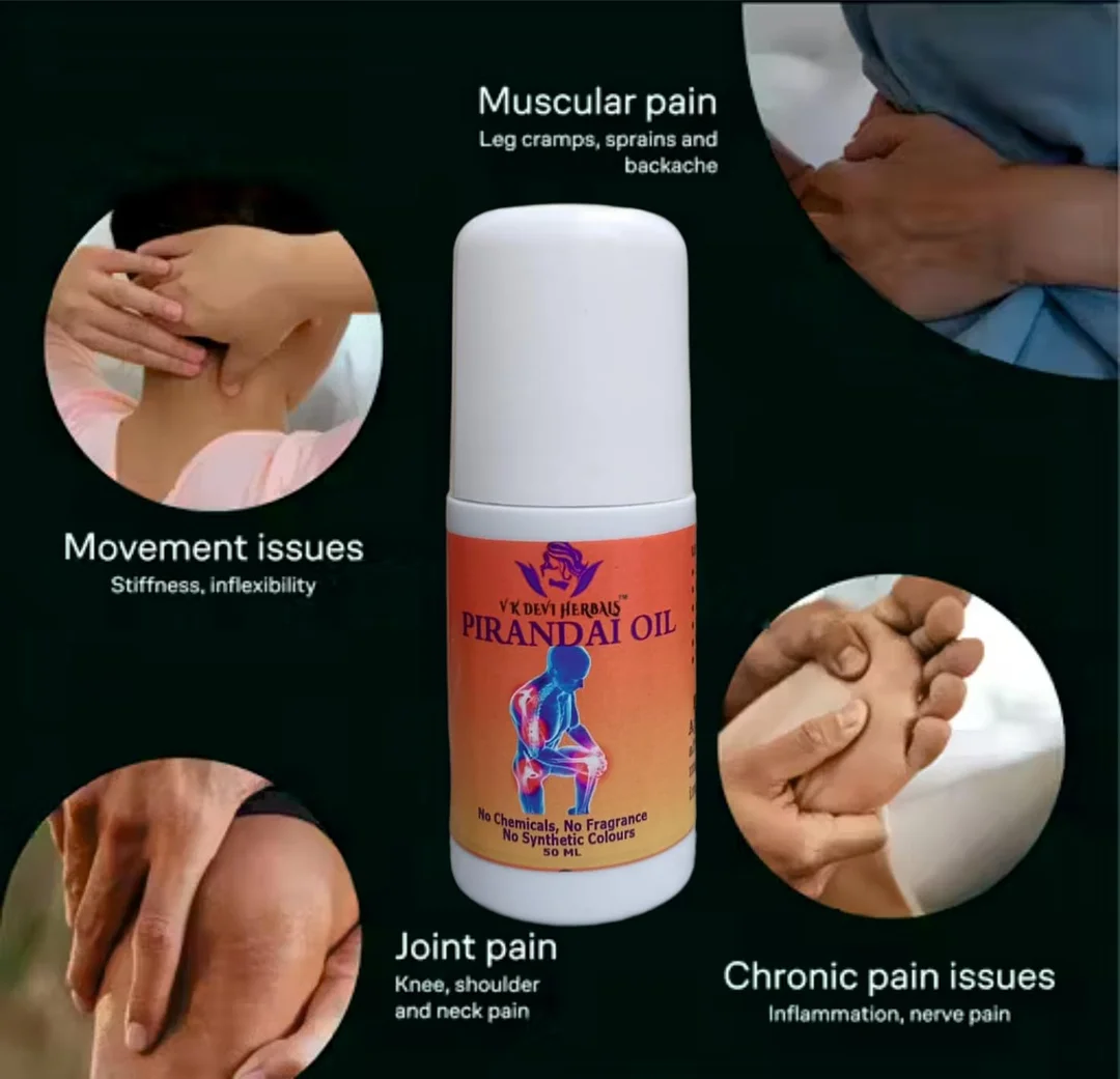Devi Herbal Pirandai Pain Relief Oil - Natural, Chemical-Free Oil for Joint, Back, Knee, Ankle, | Massage Oil | Natural Ingredients- 50 ml, and Shoulder Pain Relief image 4