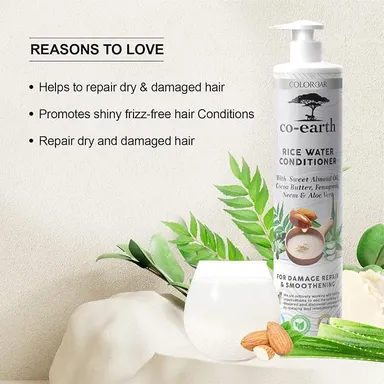 ColorBar Co-Earth Rice Water Conditioner 300 ml  For Damage Repair, Smoothening | Hair Nourishment, Paraben-Free, Sulfate-Free. thumbnail 1
