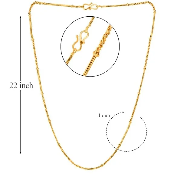 H2 Fashion Collection Gold-Plated Chain for Men & Women | Lightweight Chain | Non-Tarnish Stylish Necklace for Casual & Traditional Outfits | Durable Gold Finish Jewellery for Gifting & Everyday Use image 2