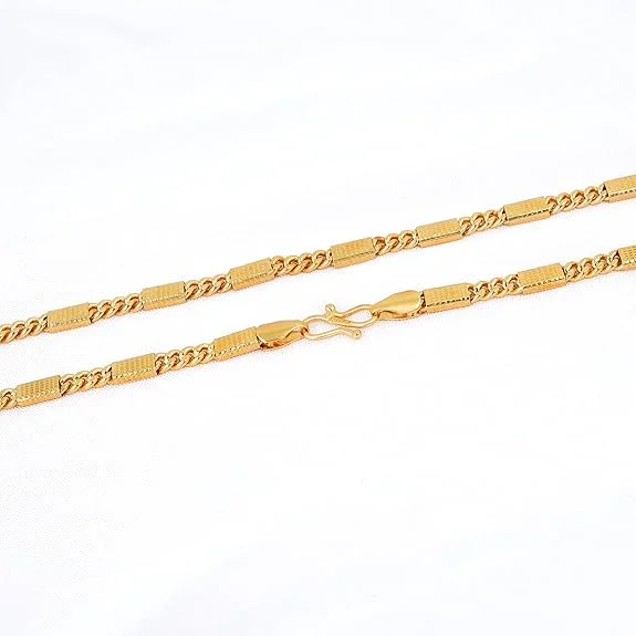 H2 Fashion Collection Unisex Gold Plated Chain for Men & Women | Heavy Look Box Design Necklace | Anti-Tarnish Long Durable Chain | Stylish Gold Polish Jewellery for Daily image 3