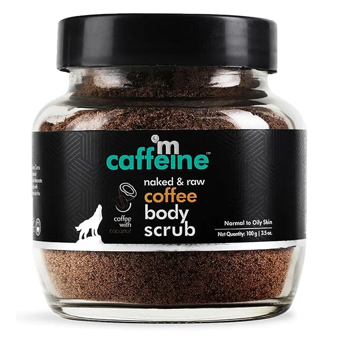 mCaffeine Naked & Raw Coffee Body Scrub 100 g | Vegan Natural Exfoliating Body Scrub for Tan Removal, Dead Skin| Cellulite Reduction and Smooth Glowing Skin image 1
