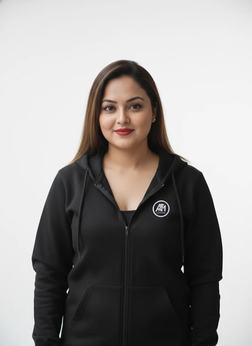 AzureM 100% Cotton Zipped Hoodie For Women (Black) image 4