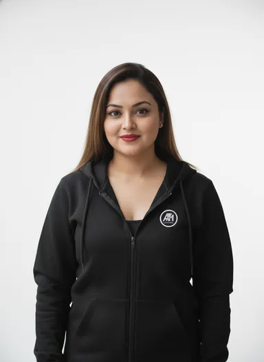 AzureM 100% Cotton Zipped Hoodie For Women (Black) thumbnail 3