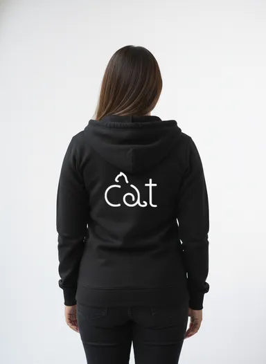 AzureM 100% Cotton Zipped Hoodie For Women (Black) thumbnail 6