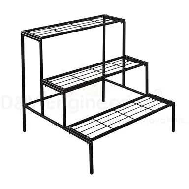 Metal 3 tier balcony and garden planter stand with heavy duty powder coated iron pot rack for outdoor indoor home garden and terrace plant display thumbnail 1