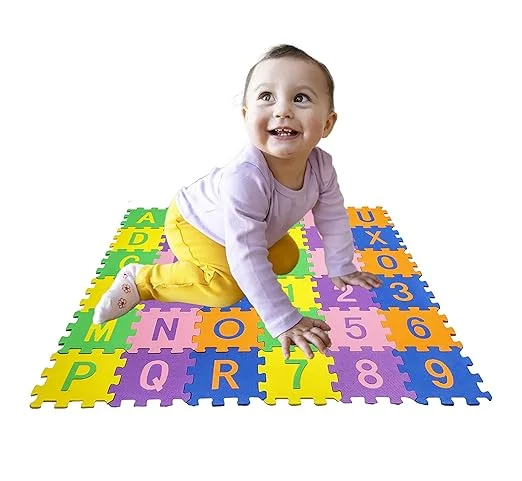Flymaster 36 Piece Kids Alphabet & Number EVA Foam Puzzle Floor Mat |Soft Non‑Toxic Interlocking Play Mat for Toddlers & Preschoolers (A–Z + 0–9), Safe Home Play Area for 2+ Years image 1