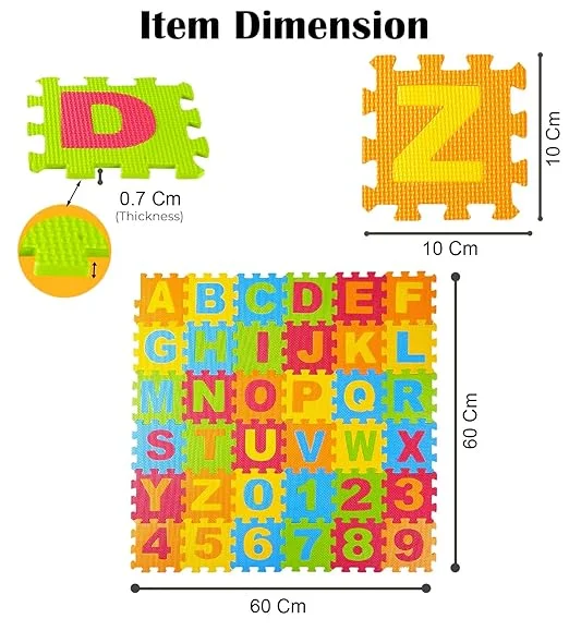 Flymaster 36 Piece Kids Alphabet & Number EVA Foam Puzzle Floor Mat |Soft Non‑Toxic Interlocking Play Mat for Toddlers & Preschoolers (A–Z + 0–9), Safe Home Play Area for 2+ Years image 2