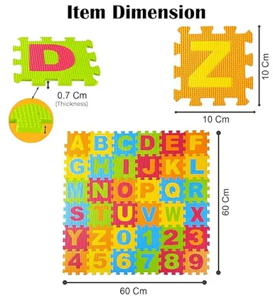 Flymaster 36 Piece Kids Alphabet & Number EVA Foam Puzzle Floor Mat |Soft Non‑Toxic Interlocking Play Mat for Toddlers & Preschoolers (A–Z + 0–9), Safe Home Play Area for 2+ Years thumbnail 1