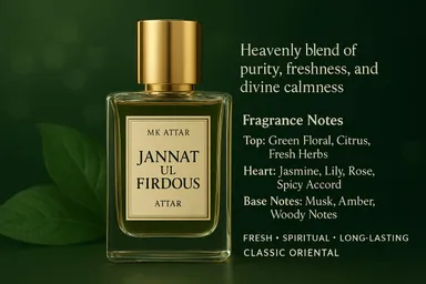 Jannatul Firdous Attar Oil | Traditional Arabic Floral Green Musky Perfume Oil for Men and Women | Long Lasting Concentrated Alcohol|Free Ittar Fragrance Unisex thumbnail 0