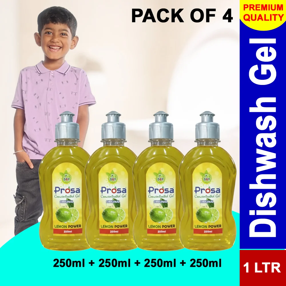 Prosa Dishwashing Gel Lemon Scent, Biodegradable & Non-Toxic Dish Cleaner Effective Grease Removal for Kitchen Gentle on Hands & Eco-Friendly image 2