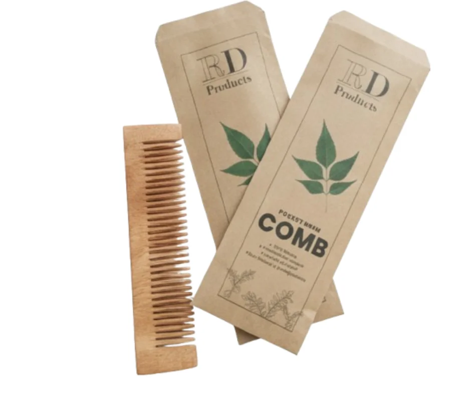 Pocket Neem Wooden Comb | Compact, Travel-Friendly Hair Comb for Men & Women| Pack of 2 image 1