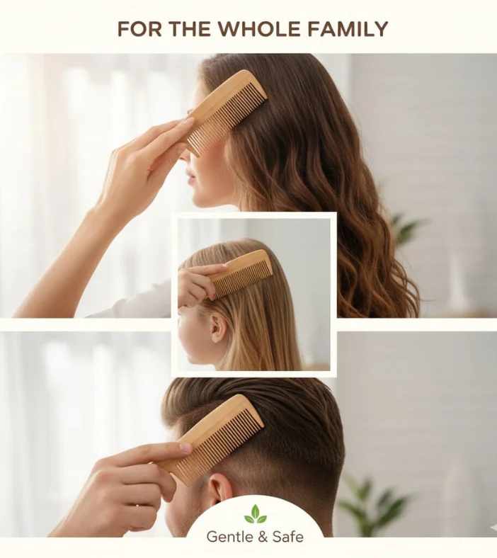 Pocket Neem Wooden Comb | Compact, Travel-Friendly Hair Comb for Men & Women| Pack of 2 image 5