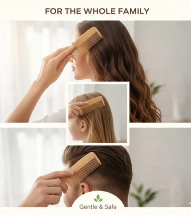 Pocket Neem Wooden Comb | Compact, Travel-Friendly Hair Comb for Men & Women| Pack of 2 thumbnail 4