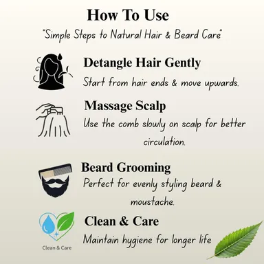 Pocket Neem Wooden Comb | Compact, Travel-Friendly Hair Comb for Men & Women| Pack of 2 thumbnail 6