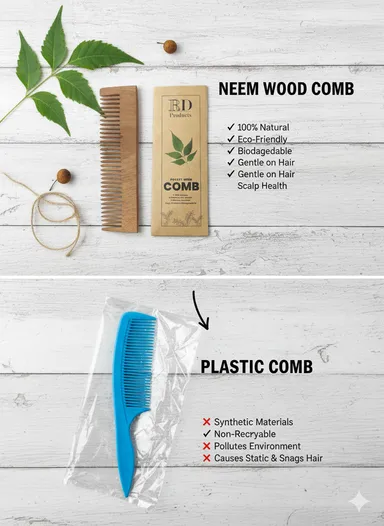 Pocket Neem Wooden Comb | Compact, Travel-Friendly Hair Comb for Men & Women| Pack of 2 thumbnail 8