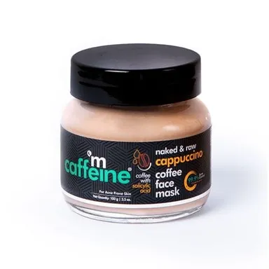mCaffeine Naked & Raw Cappuccino Coffee Face Mask 100 gm | Anti‑Acne, Oil Control & Deep Pore Cleansing Clay Mask| with Coffee, Kaolin & Salicylic Acid |for Normal to Oily Skin