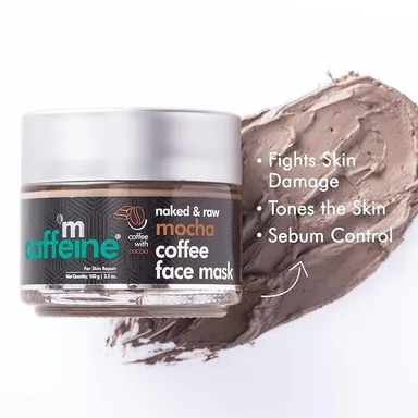 mCaffeine Naked & Raw Mocha Coffee Face Mask 100 gm | Deep Cleansing & Sebum| Control Clay Mask with Coffee| Cocoa & Kaolin Clay for Oily and Combination Skin . thumbnail 1