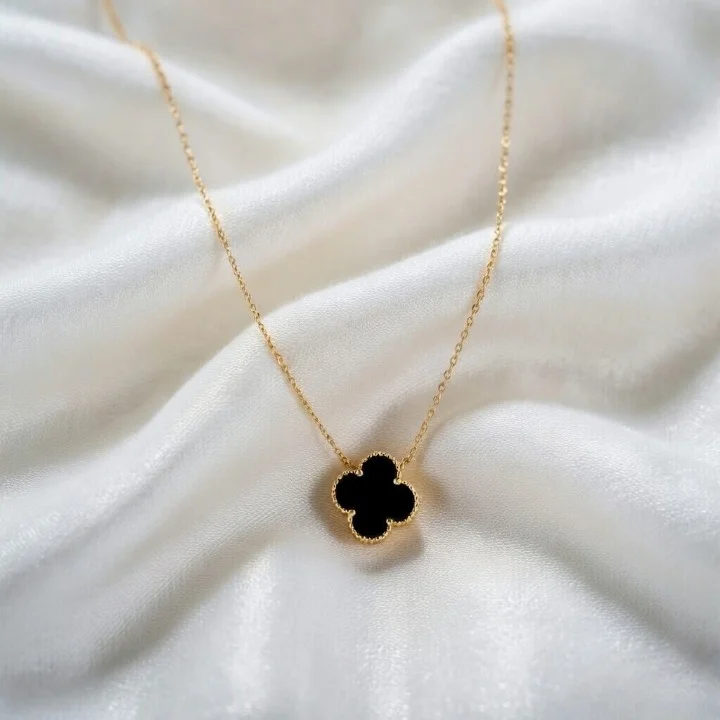 Gold Plated Clover Four Leaf Pendant Necklace for Women & Girls | Dhurander Trend Lucky Charm Aesthetic Chain | Elegant Daily Wear & Party Gift Jewellery image 2