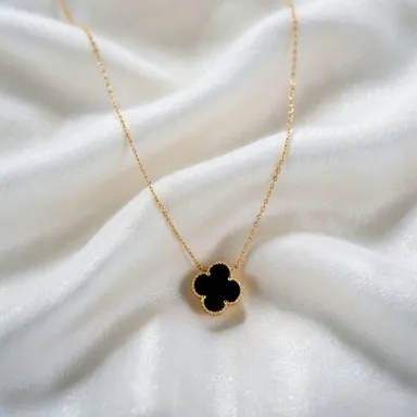 Gold Plated Clover Four Leaf Pendant Necklace for Women & Girls | Dhurander Trend Lucky Charm Aesthetic Chain | Elegant Daily Wear & Party Gift Jewellery thumbnail 1
