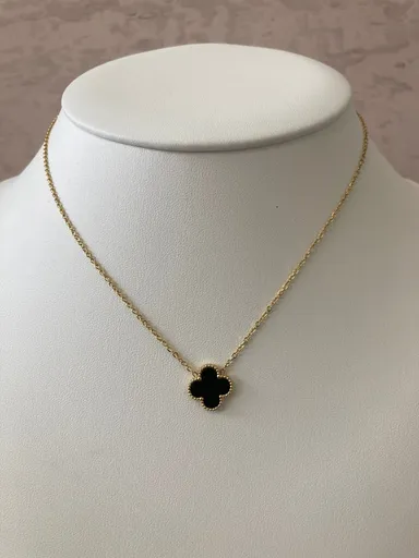 Gold Plated Clover Four Leaf Pendant Necklace for Women & Girls | Dhurander Trend Lucky Charm Aesthetic Chain | Elegant Daily Wear & Party Gift Jewellery thumbnail 2