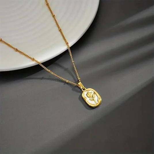 Rose Gold Necklace Set for Women & Girls | Stylish Anti-Tarnish Waterproof Stainless Steel Chain Pendant Jewellery | Perfect Birthday Love Gift Jewellery image 3