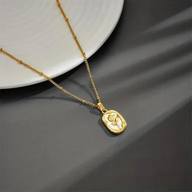 Rose Gold Necklace Set for Women & Girls | Stylish Anti-Tarnish Waterproof Stainless Steel Chain Pendant Jewellery | Perfect Birthday Love Gift Jewellery thumbnail 2