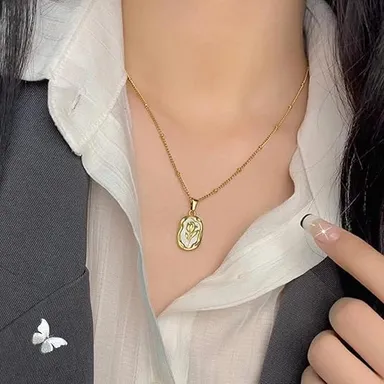Rose Gold Necklace Set for Women & Girls | Stylish Anti-Tarnish Waterproof Stainless Steel Chain Pendant Jewellery | Perfect Birthday Love Gift Jewellery thumbnail 3
