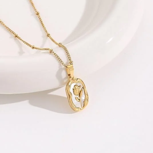 Rose Gold Necklace Set for Women & Girls | Stylish Anti-Tarnish Waterproof Stainless Steel Chain Pendant Jewellery | Perfect Birthday Love Gift Jewellery image 6