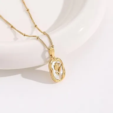 Rose Gold Necklace Set for Women & Girls | Stylish Anti-Tarnish Waterproof Stainless Steel Chain Pendant Jewellery | Perfect Birthday Love Gift Jewellery thumbnail 5