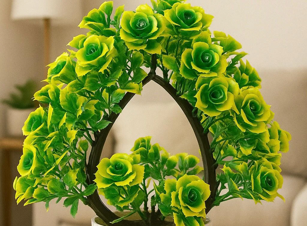 ADIRSA Green Wild Flower Artificial Plant with Decorative Pot for Home Living Room Balcony Office Table Desk Décor Realistic Maintenance Free Faux Indoor Outdoor Flower Arrangement India image 2