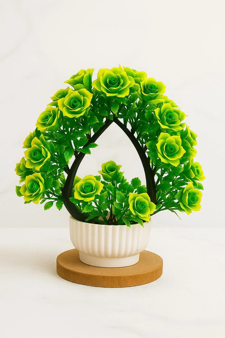 ADIRSA Green Wild Flower Artificial Plant with Decorative Pot for Home Living Room Balcony Office Table Desk Décor Realistic Maintenance Free Faux Indoor Outdoor Flower Arrangement India image 1