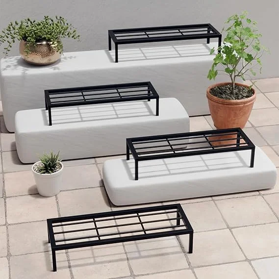 Rectangular Metal Plant Stand for Indoor & Outdoor Use | Heavy-Duty Balcony Planter Rack, Flower Pot Holder, Gamla Stand, Premium Planter Shelf for Home Décor image 2