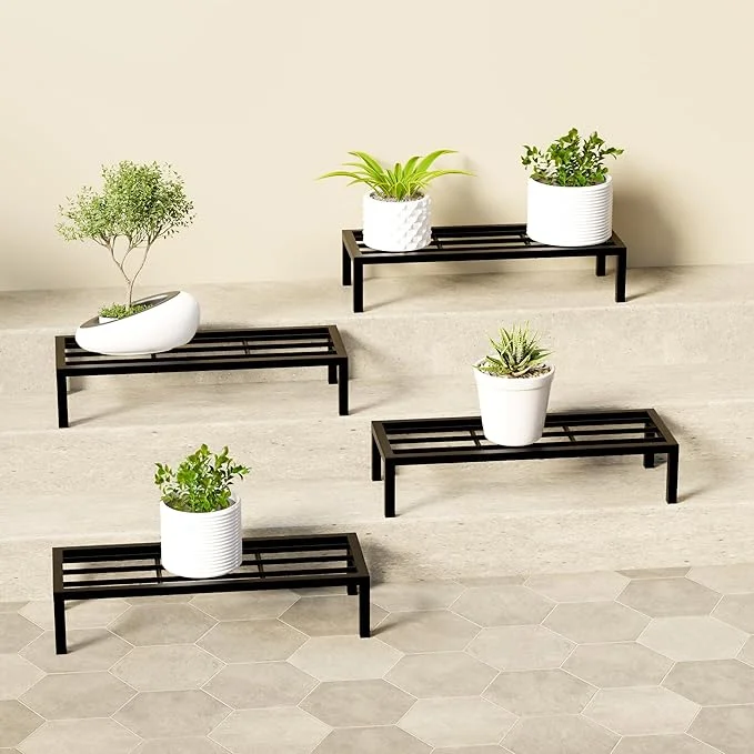 Rectangular Metal Plant Stand for Indoor & Outdoor Use | Heavy-Duty Balcony Planter Rack, Flower Pot Holder, Gamla Stand, Premium Planter Shelf for Home Décor image 1