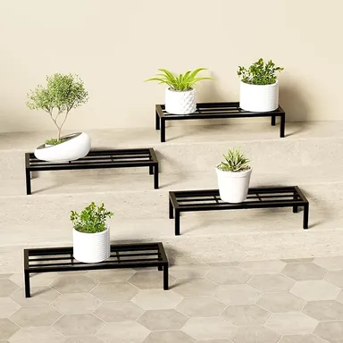 Rectangular Metal Plant Stand for Indoor & Outdoor Use | Heavy-Duty Balcony Planter Rack, Flower Pot Holder, Gamla Stand, Premium Planter Shelf for Home Décor