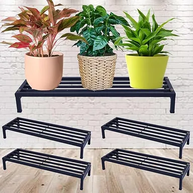 Rectangular Metal Plant Stand for Indoor & Outdoor Use | Heavy-Duty Balcony Planter Rack, Flower Pot Holder, Gamla Stand, Premium Planter Shelf for Home Décor thumbnail 3