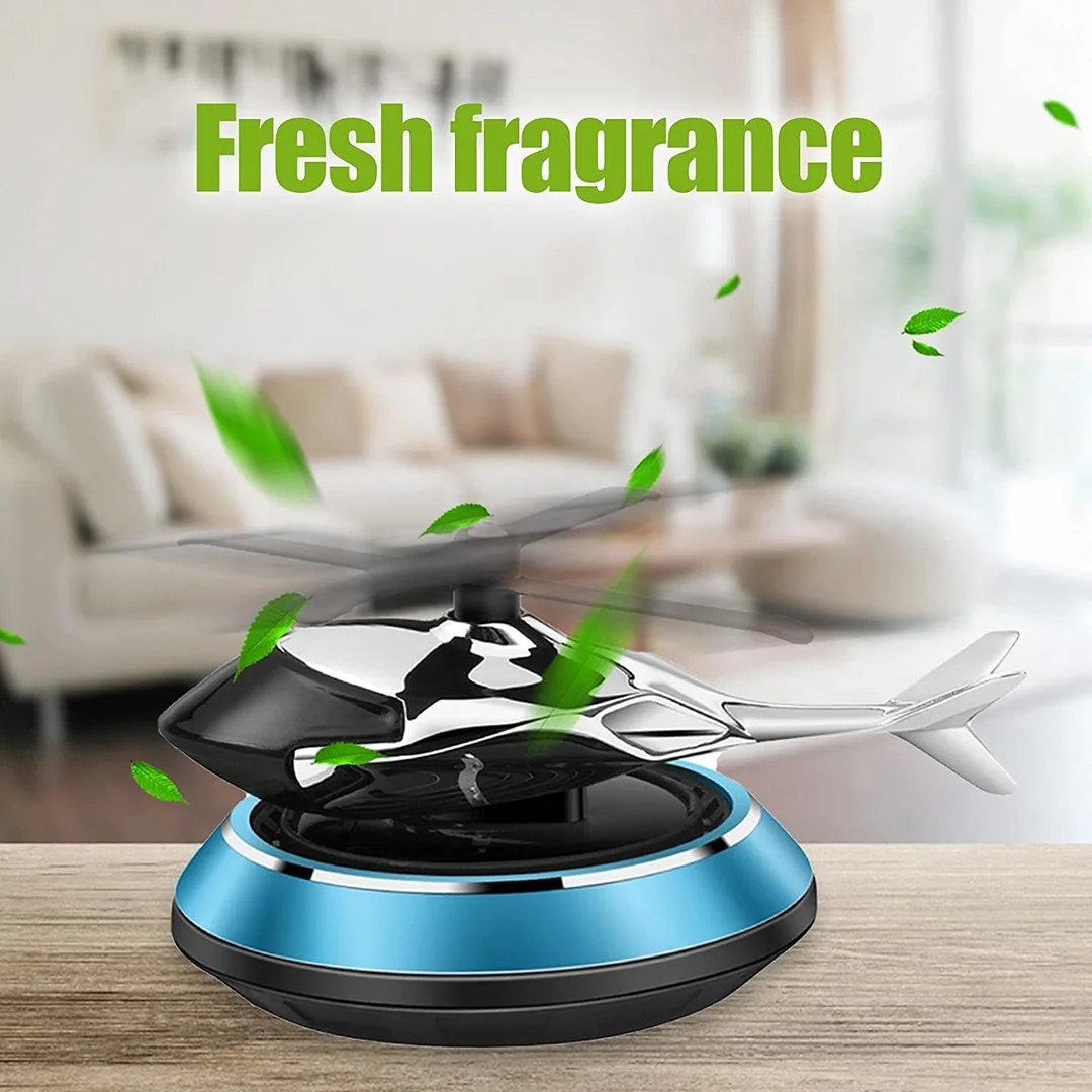 AllExtreme Solar Powered Car Perfume Diffuser Helicopter Design Auto Rotating Dashboard Air Freshener with Perfumed Liquid for Car Interiors (Eco‑Friendly Aromatherapy, Ideal Gift for Car Lovers) image 1