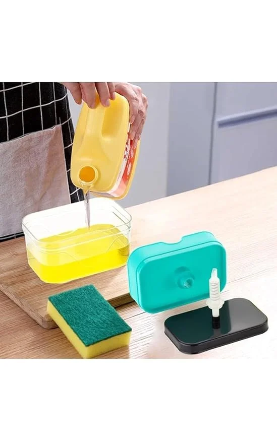 Streamline Your Sink with the 2-in-1 Sponge Holder & Soap Dispenser!Liquid Kitchen Soap Holder image 2