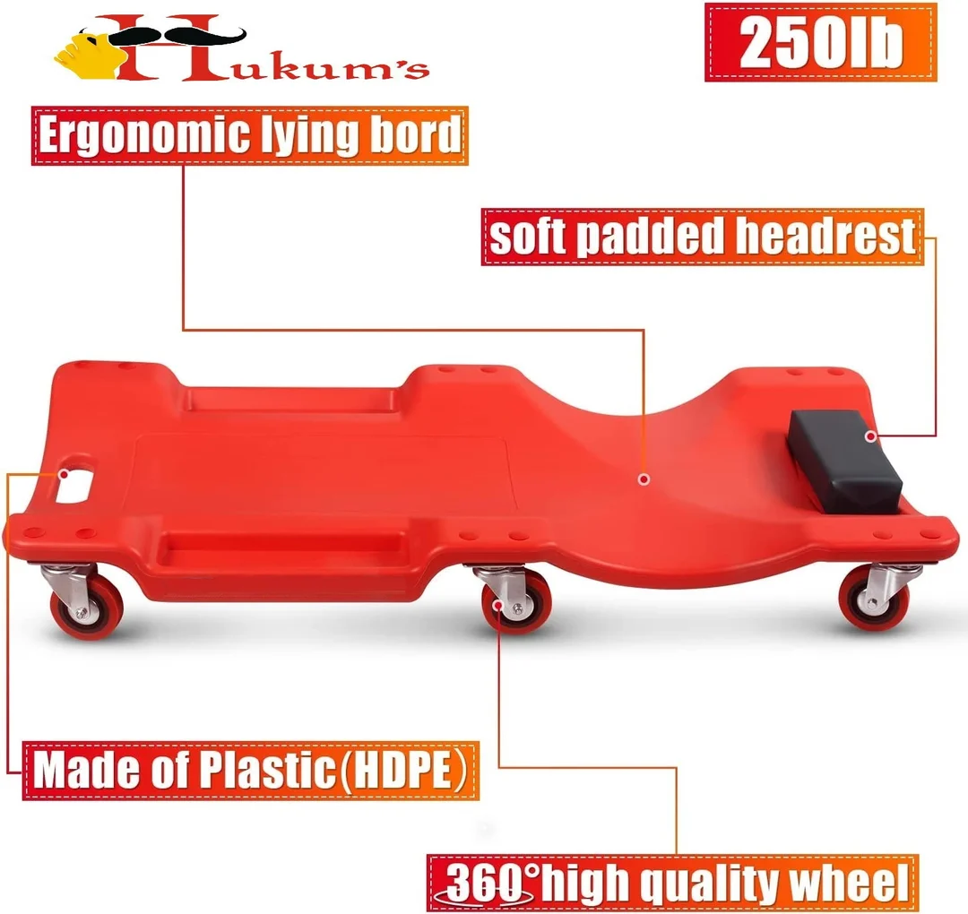 Hukums Heavy-Duty 40 inch Long Mechanic Creeper With Soft Padded Head Rest image 3