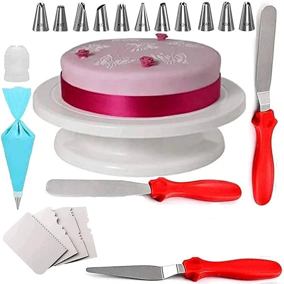 Cake Decorating 12-Piece Kit with 360° Rotating Turntable, Icing Spatulas & Scrapers | Professional Cake Tools for Buttercream, Fondant & Birthday Cakes image 1
