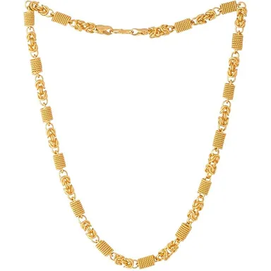 H2 Fashion Collection Micro Plated Golden Neck Chain for Boys |Men-Interlink Necklace Chains, Stylish Locket Design, Durable and Elegant Jewelry thumbnail 1