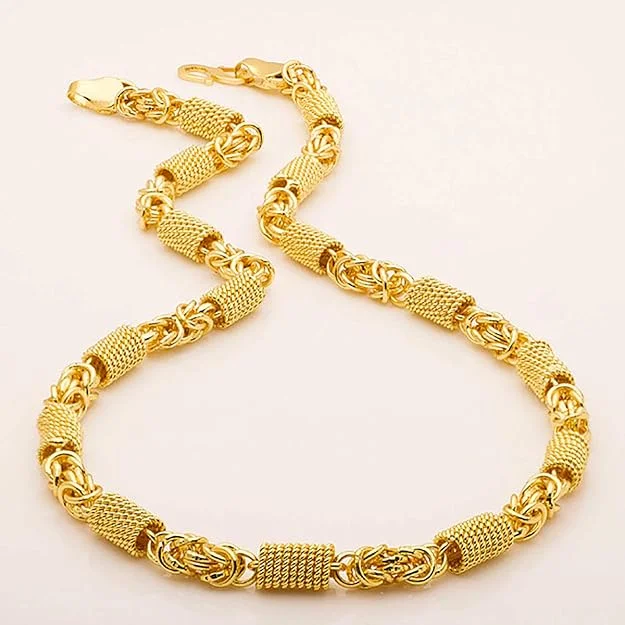H2 Fashion Collection Micro Plated Golden Neck Chain for Boys |Men-Interlink Necklace Chains, Stylish Locket Design, Durable and Elegant Jewelry image 5