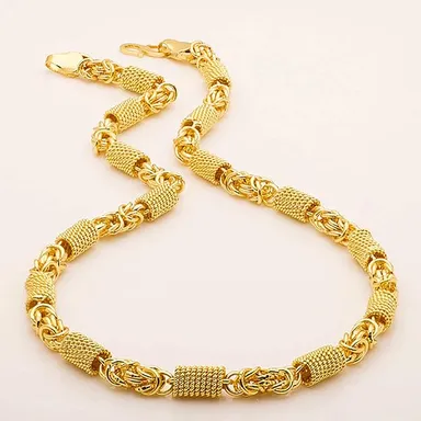 H2 Fashion Collection Micro Plated Golden Neck Chain for Boys |Men-Interlink Necklace Chains, Stylish Locket Design, Durable and Elegant Jewelry thumbnail 4
