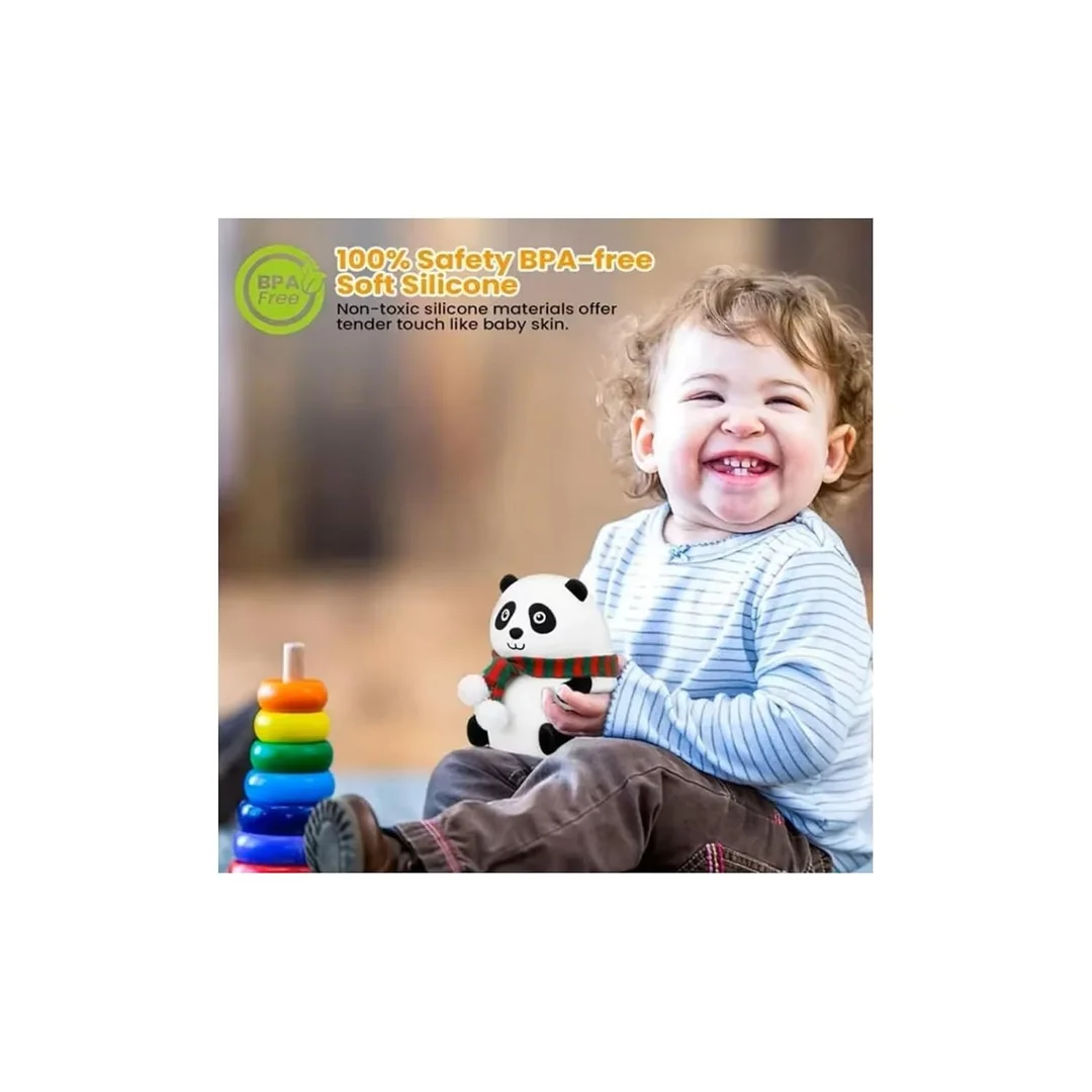 Panda Silicone LED Night Light | Mini Rechargeable Soft Touch Animal Lamp for Kids Bedroom Nursery Baby Eye‑Friendly Night Light image 9