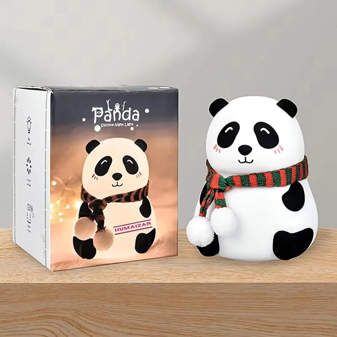Panda Silicone LED Night Light | Mini Rechargeable Soft Touch Animal Lamp for Kids Bedroom Nursery Baby Eye‑Friendly Night Light image 1