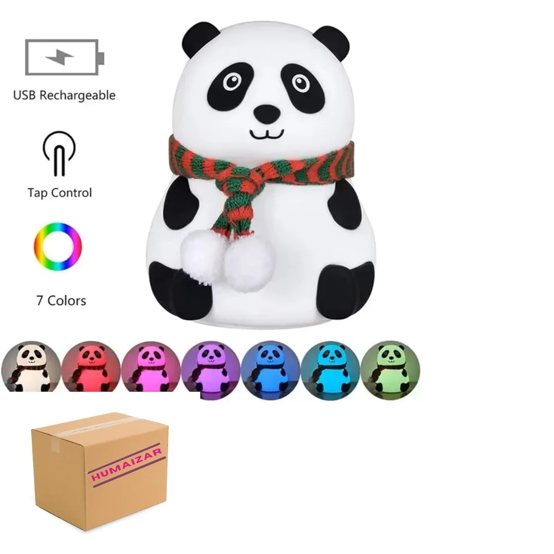 Panda Silicone LED Night Light | Mini Rechargeable Soft Touch Animal Lamp for Kids Bedroom Nursery Baby Eye‑Friendly Night Light image 2